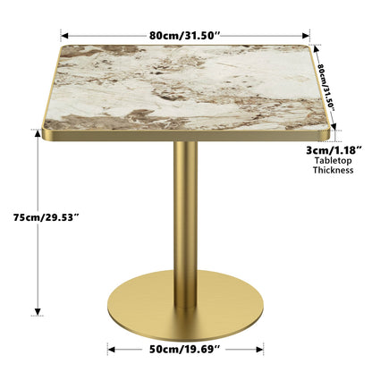 Light Slate Grey Sintered Stone Outdoor Table - 31.5 Inch Modern Dining Table