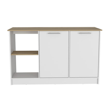 Light Oak Kitchen Island with Storage - 59" Countertop