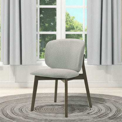 Solid Wood Dining Room Side Chairs Set of 2 in Gray Chenille Upholstery