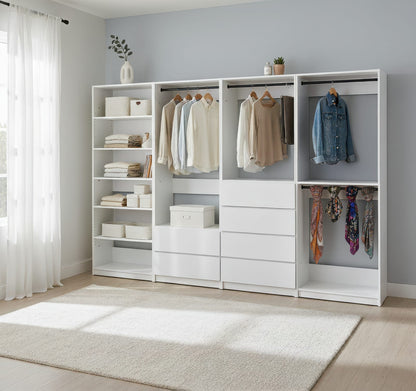 White Wood Walk-In Closet System - 5 Modular Units