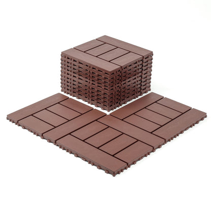 12 Inch Red Brown Polypropylene Deck Tiles - Garden Patio