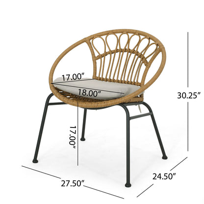 Light Brown PE Rattan Garden Patio Furniture Set for Poolside Dining