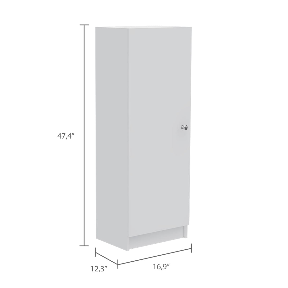 White Pantry Cabinet - 12.3" W x 16.9" D x 47.4" H