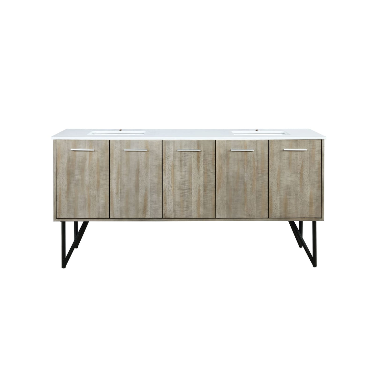 Acacia Wood Bath Vanity - 72" Double with Marble Top
