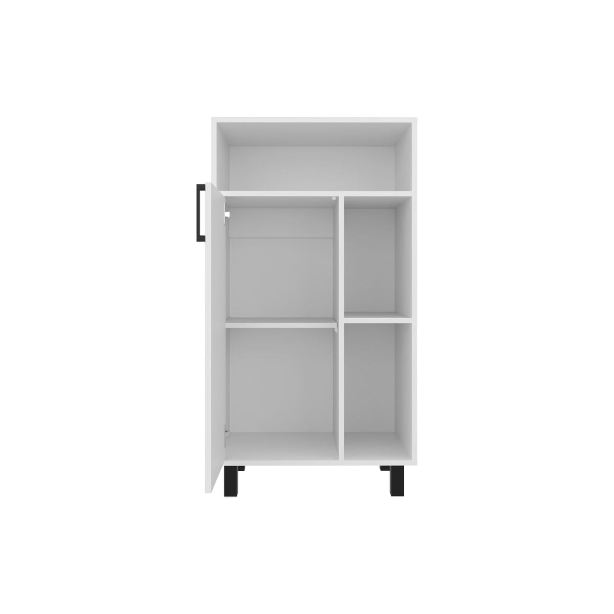 White 1 Door Storage Cabinet - 3 Shelves, Office Storage for Living Room