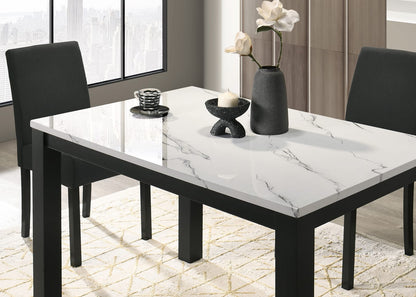 Rectangular Faux Marble Dining Table with Wood Finish for Dining Room