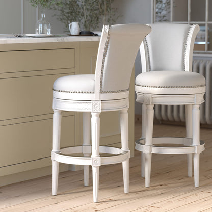 White Wood Barstool - 31" Swivel Height for Bedroom