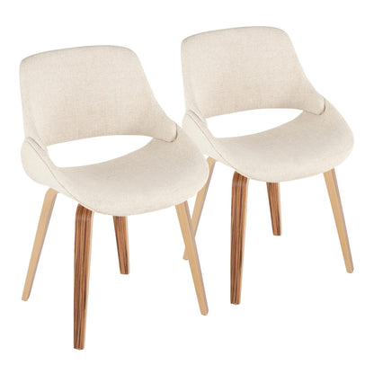 Cream Fabric Mid-Century Modern Dining Chairs Set of 2