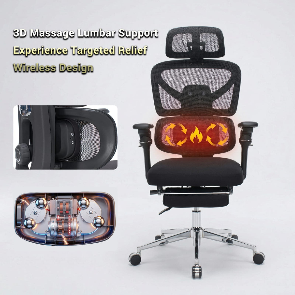 Black Mesh Ergonomic Office Chair - 6D Armrests