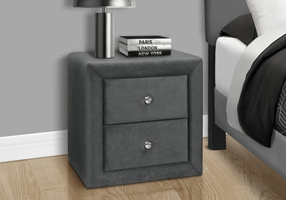 Grey Velvet Upholstered Nightstand - 20.5" Storage Table