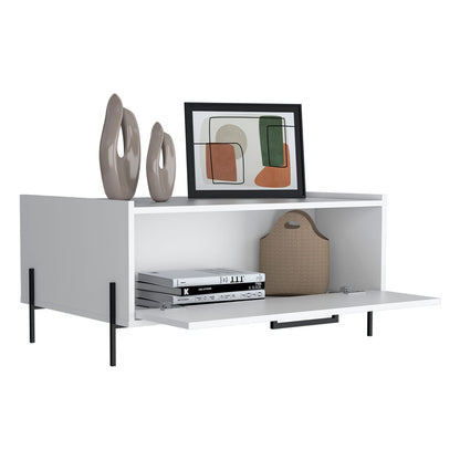 Shan 15" High Minimalistic Coffe Table - White Hutch Storage