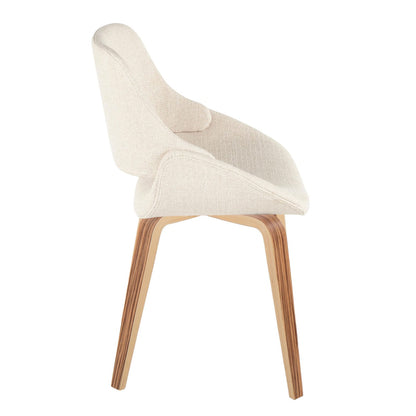 Cream Fabric Mid-Century Modern Dining Chairs Set of 2