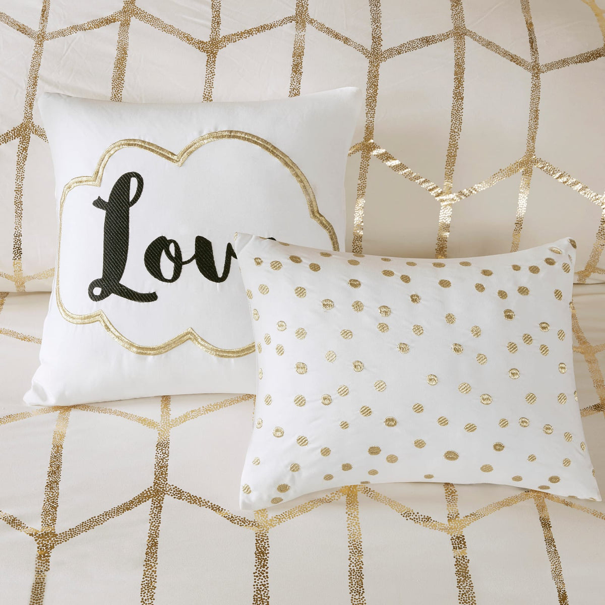 Twin/Twin XL Polyester Comforter Set - Ivory Geometric Print