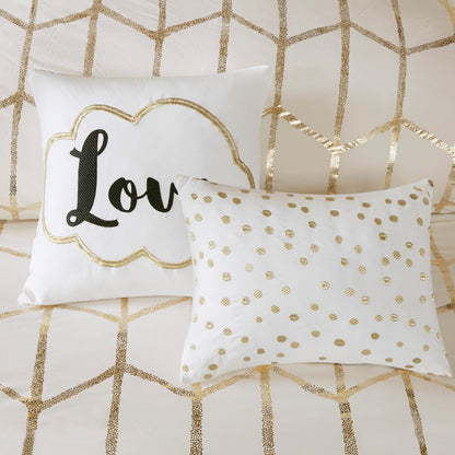Twin/Twin XL Polyester Comforter Set - Ivory Geometric Print