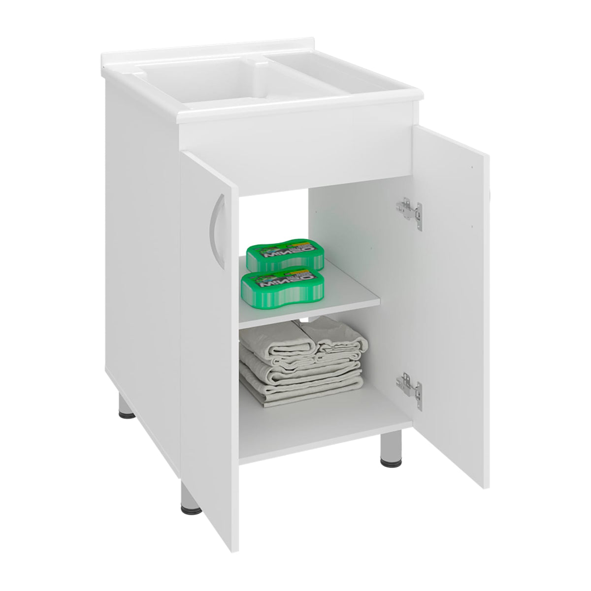 Demolotion Utility Sink Cabinet - Dual Compartments, White