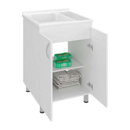 Demolotion Utility Sink Cabinet - Dual Compartments, White
