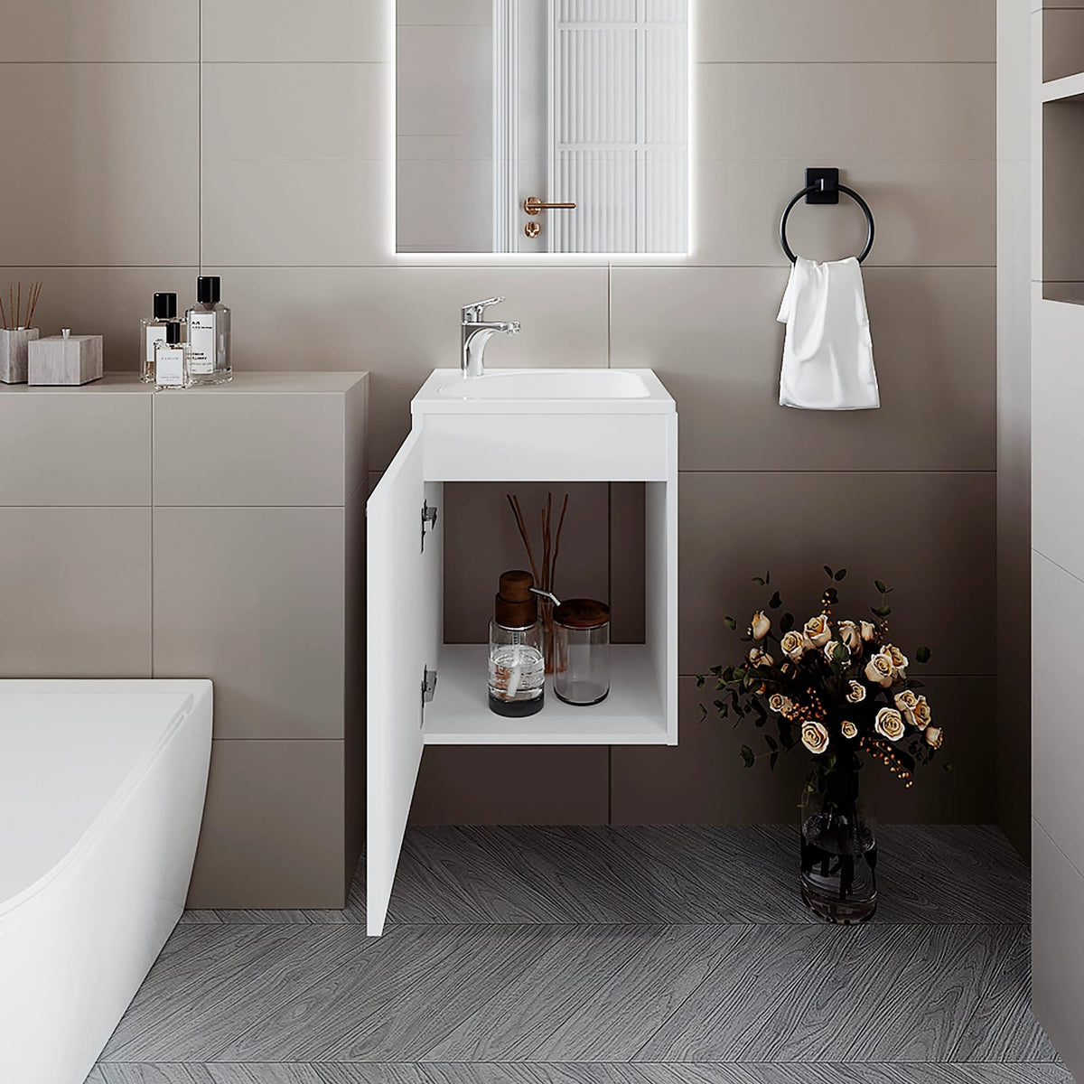 White Bathroom Vanity - Storage & Sink