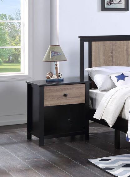 Black Solid Wood Nightstand - Youth Kids Storage