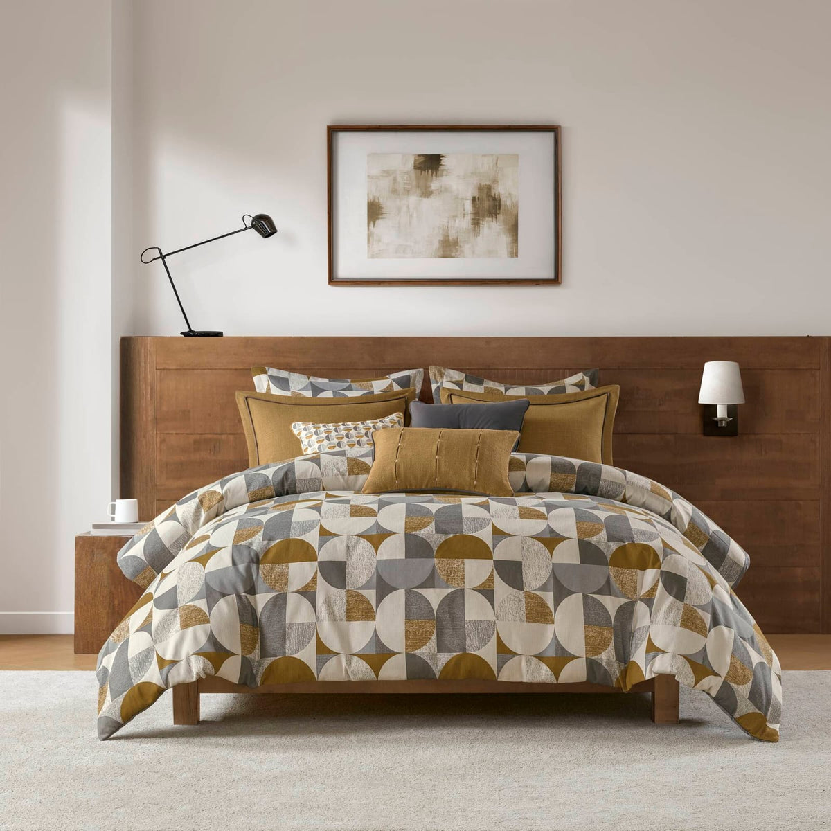 Gold Jacquard Oversized Comforter Set - Queen Size
