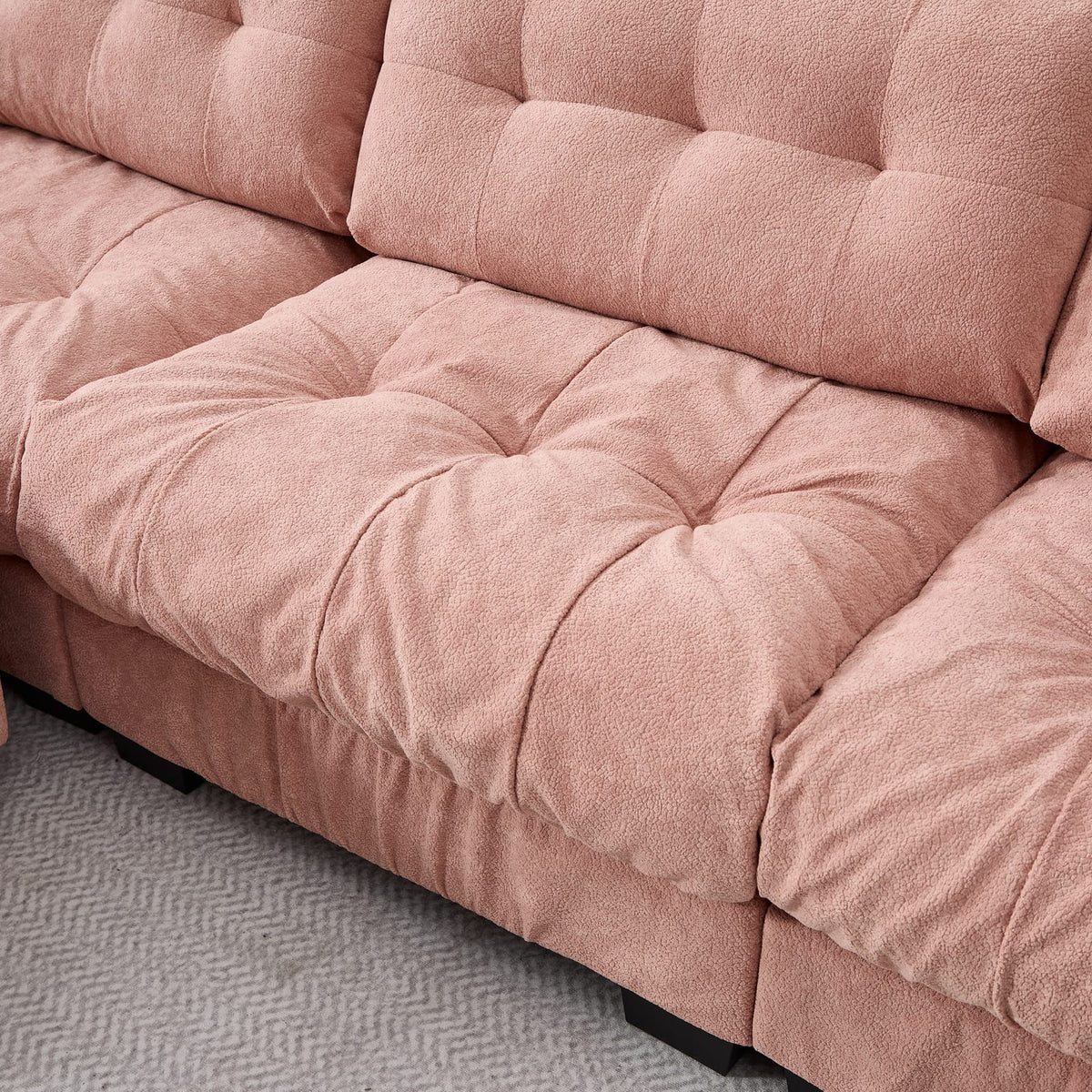 U-Shaped Sectional Sofa - Pink Cloud Comfort, 5 Seat