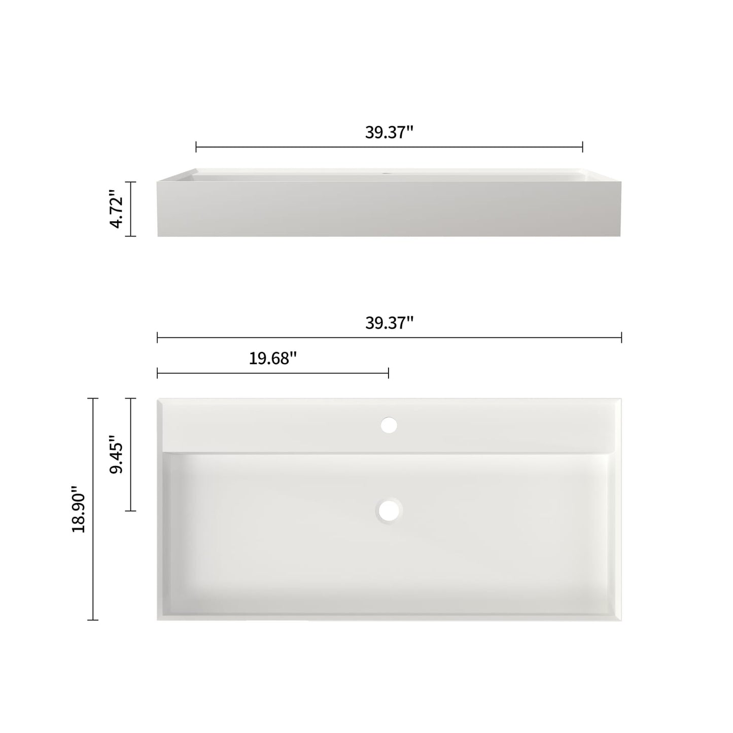 Matte White Solid Surface Bathroom Vanity for Modern Renovation