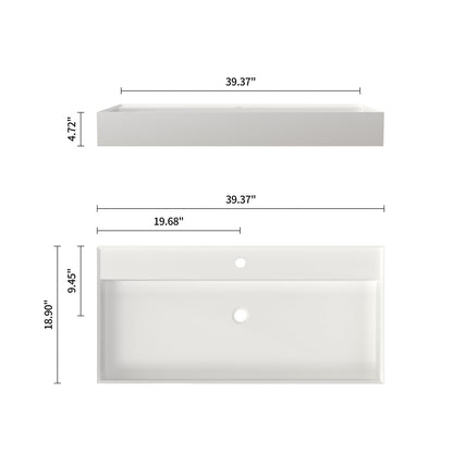 Matte White Solid Surface Bathroom Vanity for Modern Renovation
