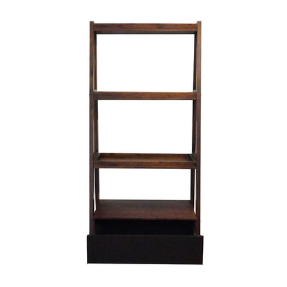 Natural Wood Ladder Shelf - 32" Display & Storage for Living Room