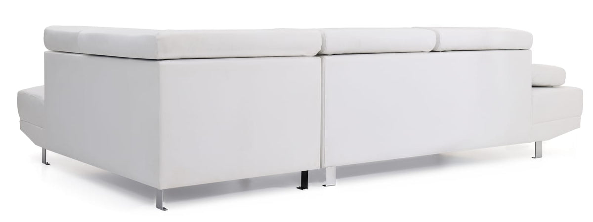 White 3 Seat PU Sectional Sofa - Modern Sectional for Living Room