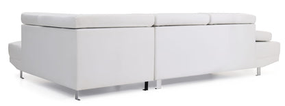 White 3 Seat PU Sectional Sofa - Modern Sectional for Living Room