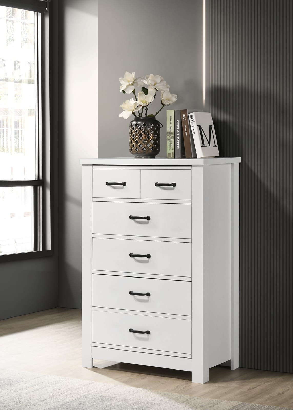 Cassini 31" White 5-Drawer Chest - Durable Storage Dresser