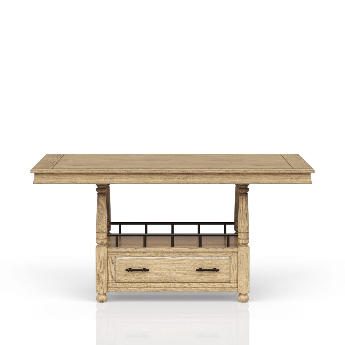 Caramel Solid Wood Dining Table with Storage Drawer for Kitchen