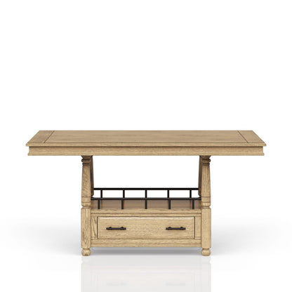 Caramel Solid Wood Dining Table with Storage Drawer for Kitchen