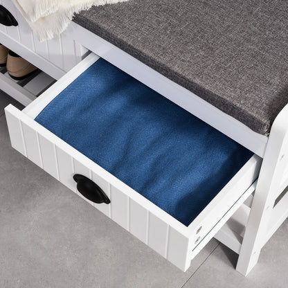 White MDF Hall Tree Bench with Shoe Storage