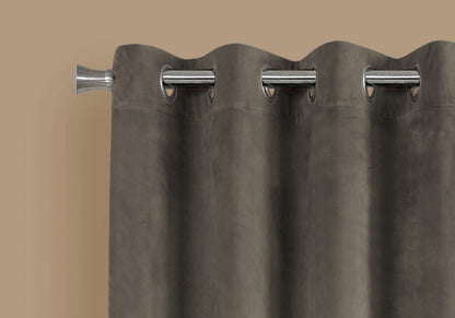 2 Panels Taupe Velvet Room Darkening Curtains Grommet Top 52"W x 84"L