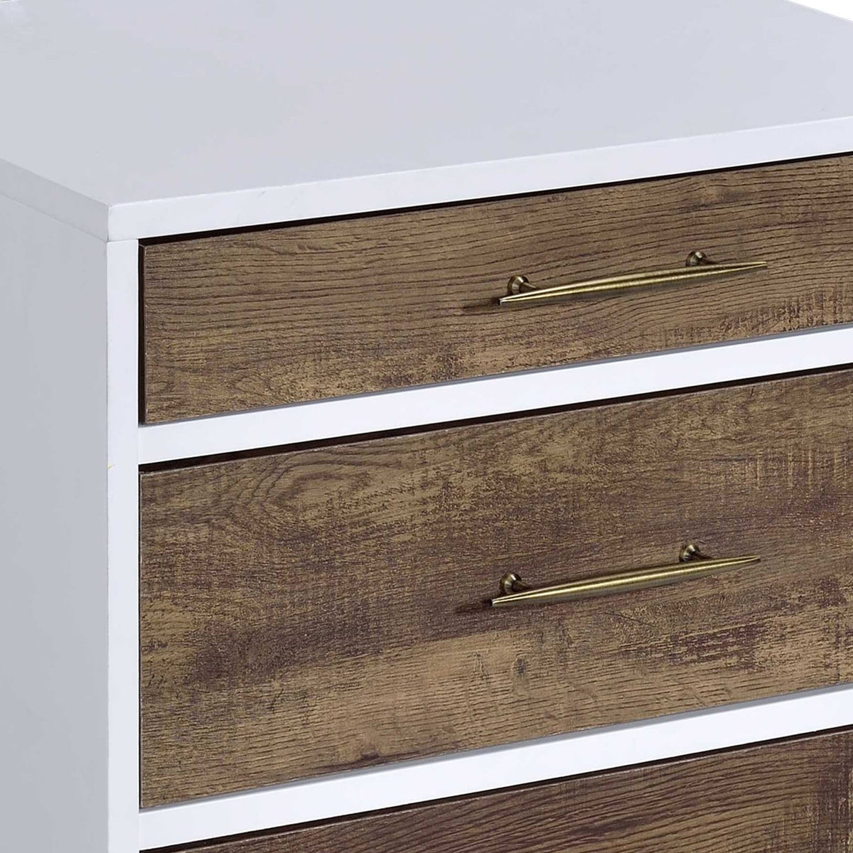 White and Weathered Oak 3-Drawer Accent Table for Living Room
