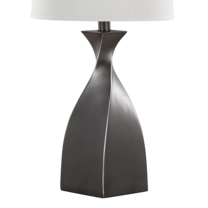 Grey Linen Table Lamps Set - 30 Inch Modern Lighting