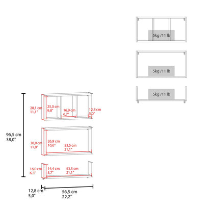 3 Tier White Floating Shelves - Modern Display Shelves