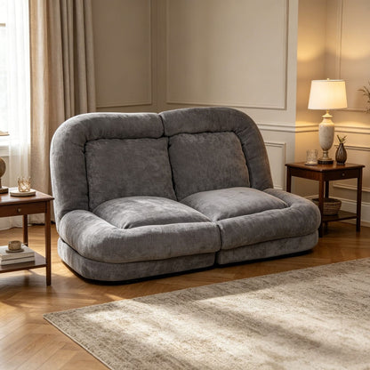 Gray Metal Frame Convertible Sofa Bed - 18 Positions for Living Room