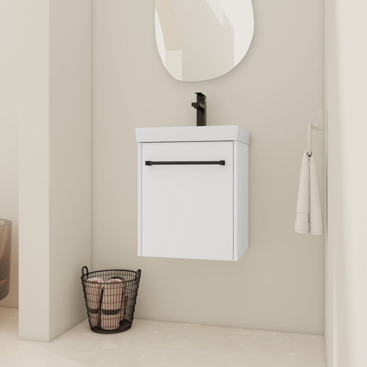 18'' Floating Bathroom Vanity - White Plywood Storage