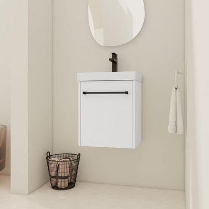 18'' Floating Bathroom Vanity - White Plywood Storage