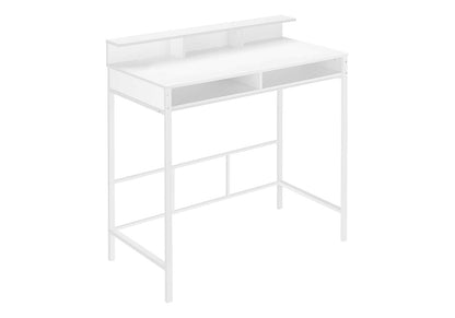 White Metal Computer Desk with Hutch & Shelves