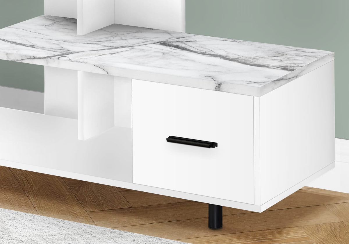48 Inch White TV Stand with Storage Drawer for Living Room