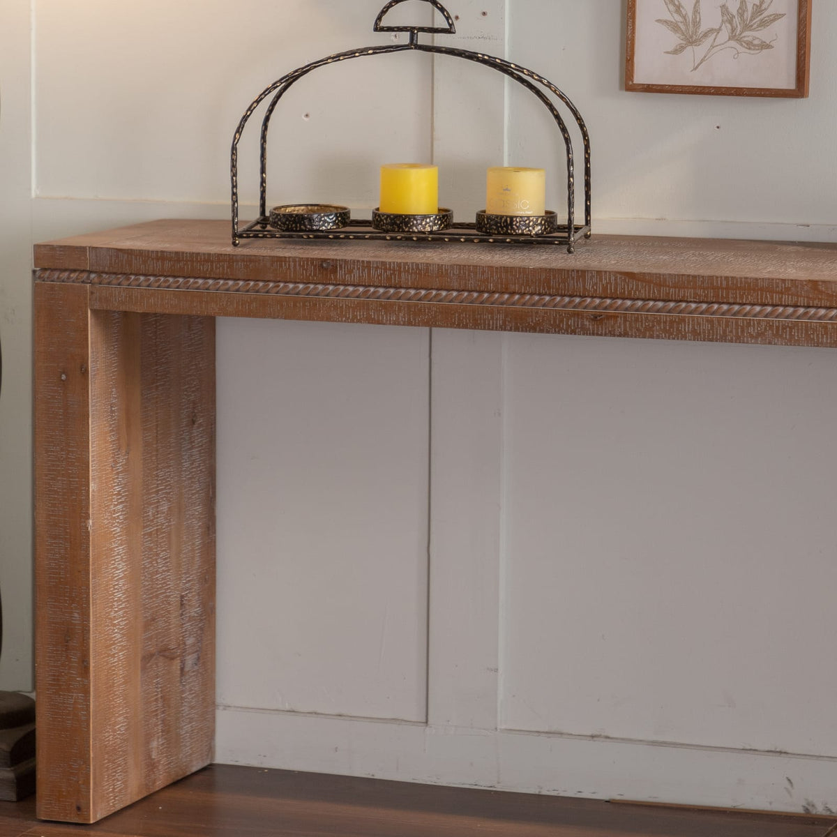 63.78" Natural Wood Console Table - Farmhouse Entryway Sofa Table for Living Room