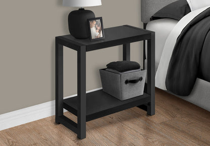 2-Tier Black Accent Table with Storage Shelf for Living Room or Bedroom