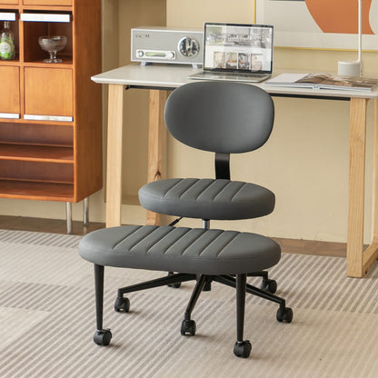 Ergonomic Cross Legged Chair - Grey Faux Fur Meditation Office Chair
