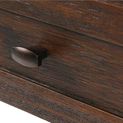 Warm Shaker End Table - Dark Brown Wood Storage Side Table