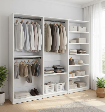 White Wood Walk-In Closet System - 5 Modules