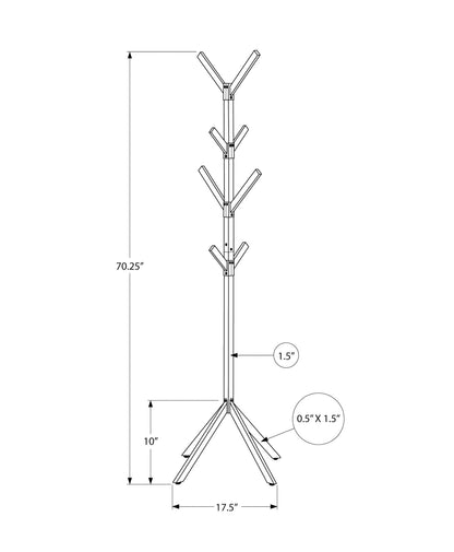 Silver Metal 4-Tier Coat Rack - 8 Hooks for Living Room