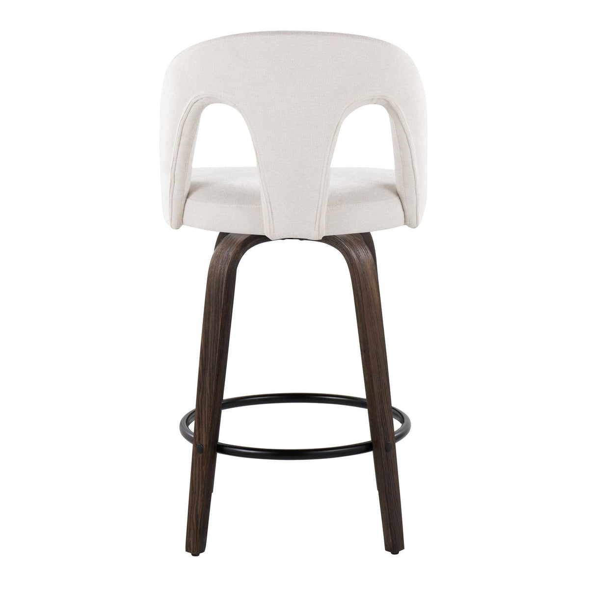 White Fabric Counter Stools Set of 2 - Swivel Stools
