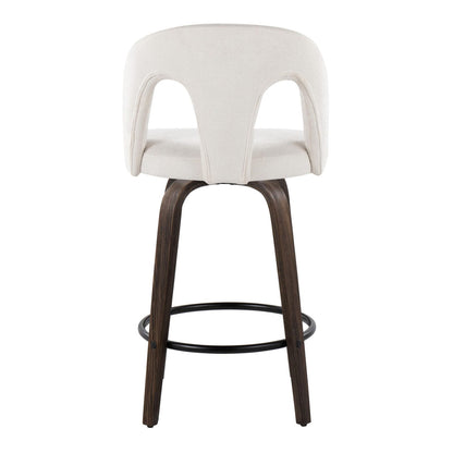 White Fabric Counter Stools Set of 2 - Swivel Stools